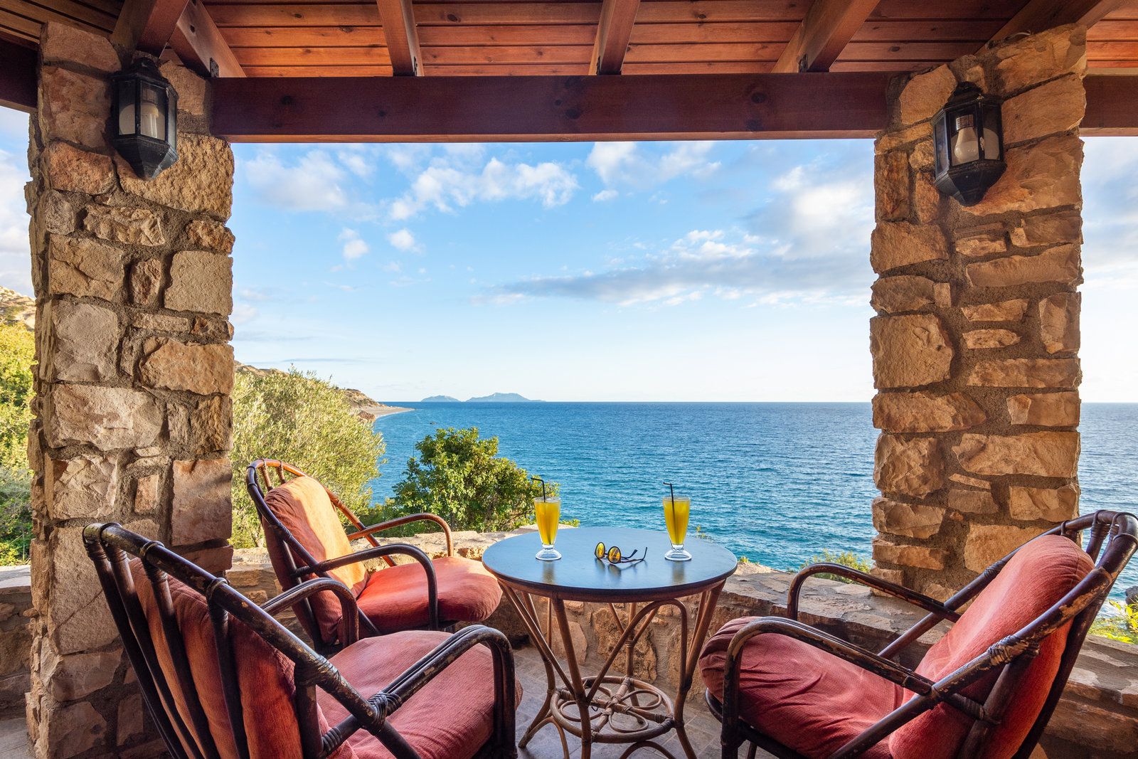 Private terrace with sea view at Villa Maria